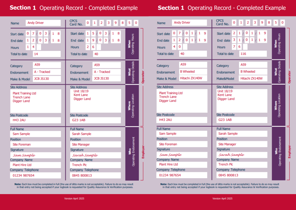 cpcs logbook excerpt